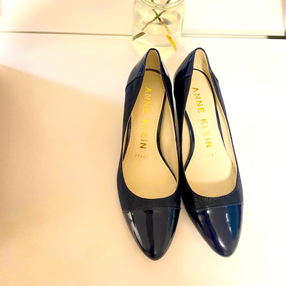 Anne Klein iFlex Pumps Navy Leather US7